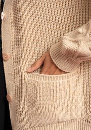 Oatmeal Cable Sleeve Cardigan