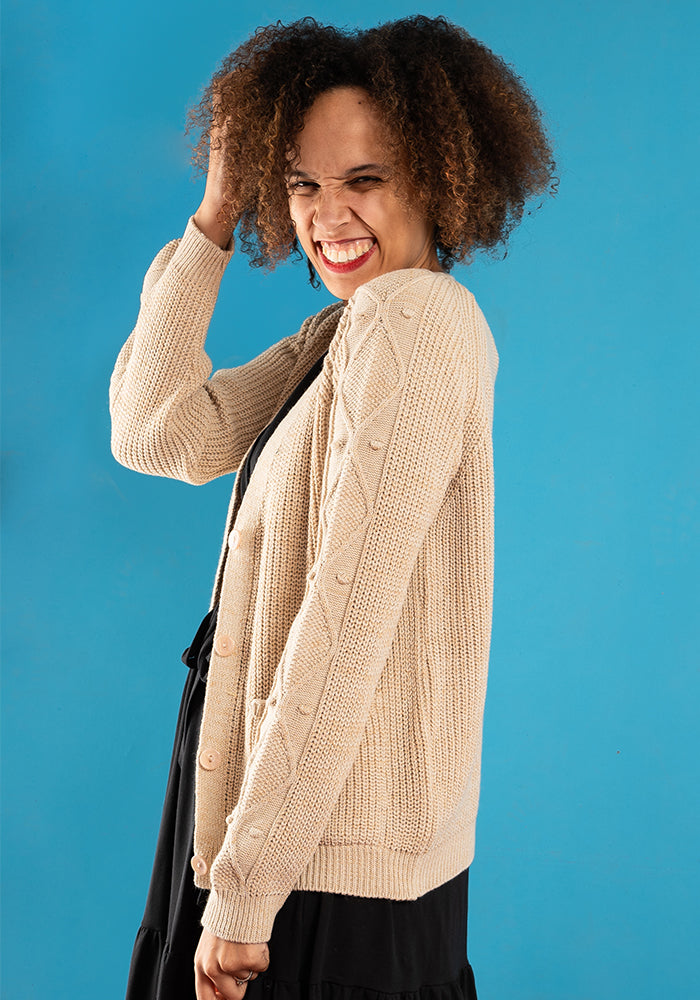 Oatmeal Cable Sleeve Cardigan