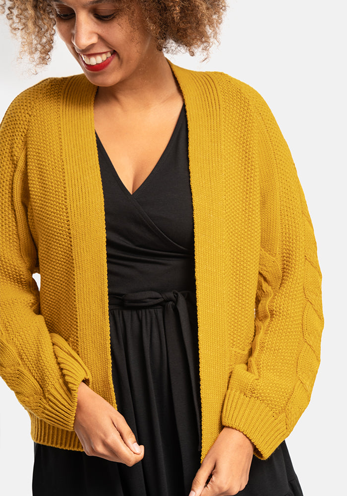 Ochre Chunky Cable Sleeve Cardigan