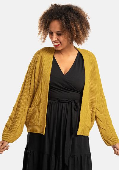 Ochre Chunky Cable Sleeve Cardigan
