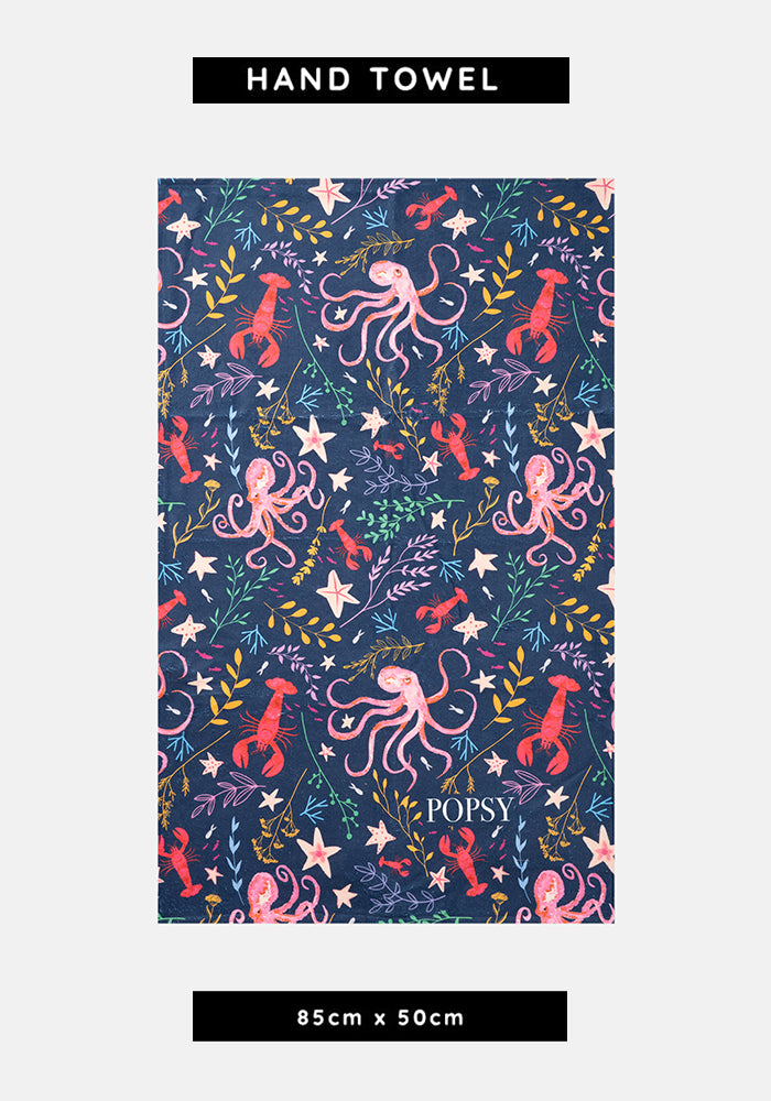Front view of Octopus Print Hand Towel