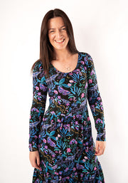 Odessa Mystical Moths Print Cotton Midaxi Dress