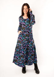 Odessa Mystical Moths Print Cotton Midaxi Dress