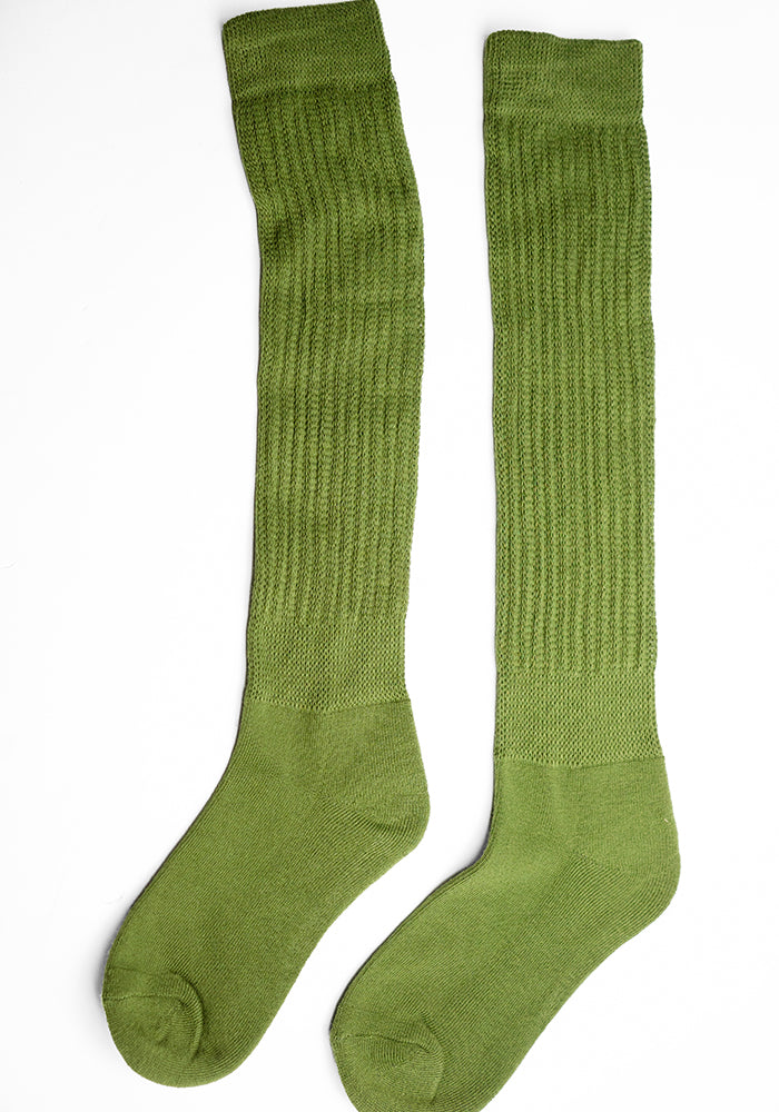 Olive Green Slouchy Boots Socks