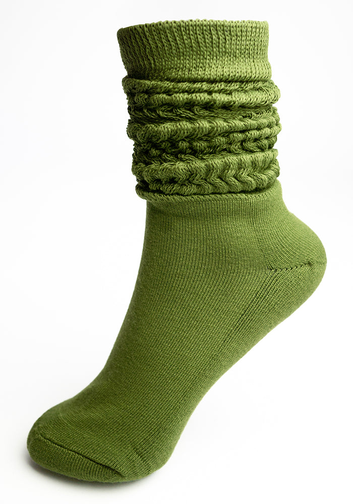Olive Green Slouchy Boots Socks