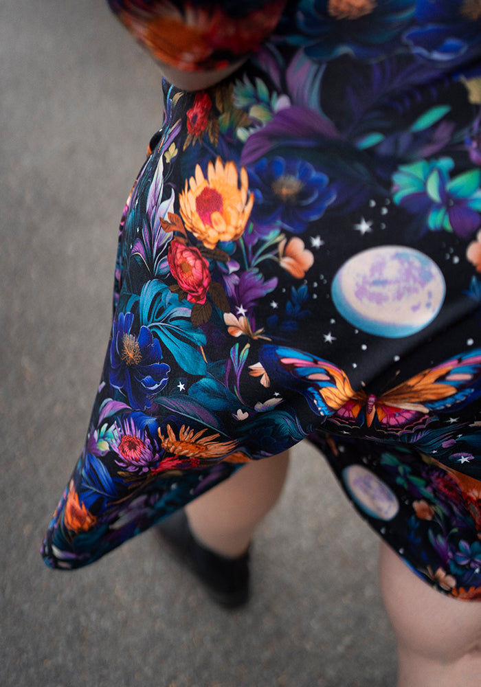Fourth angle of Oraya Full Moon Butterfly Floral Print Dress