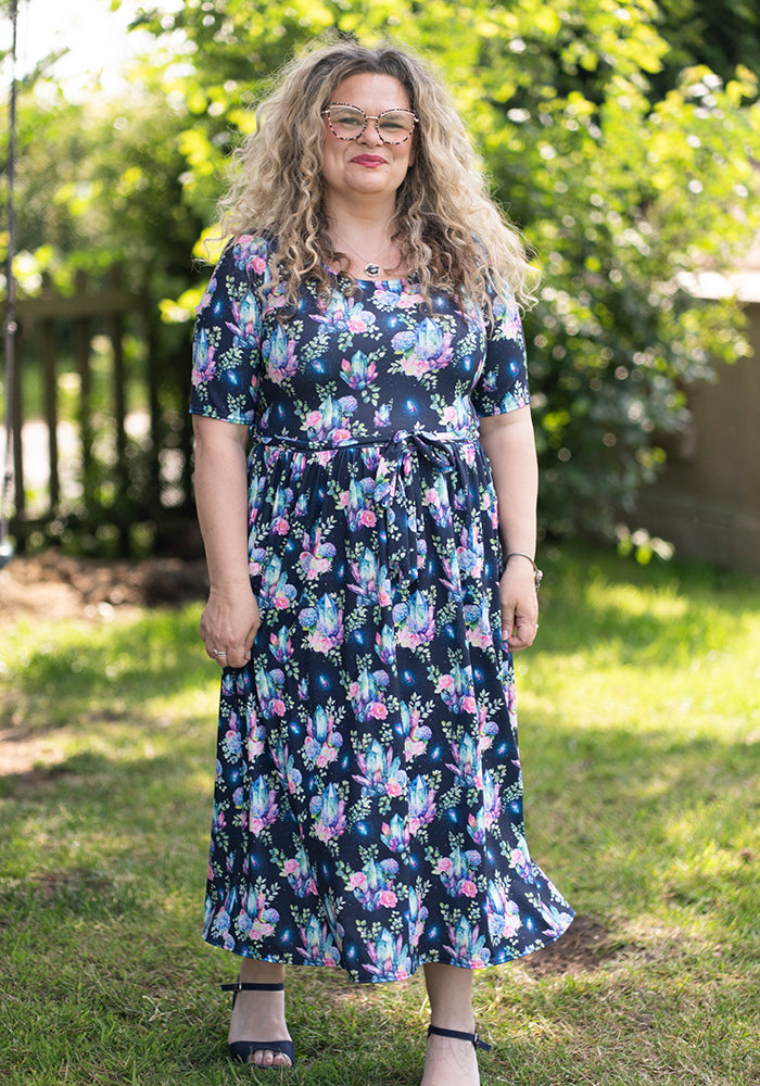 Third angle of Onila Pretty Crystals Print Midi Dress