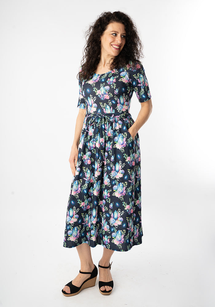 Sixth angle of Onila Pretty Crystals Print Midi Dress