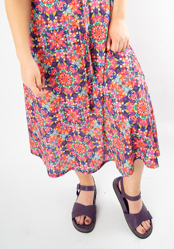 Oona Kaleidoscope Print Midi Dress