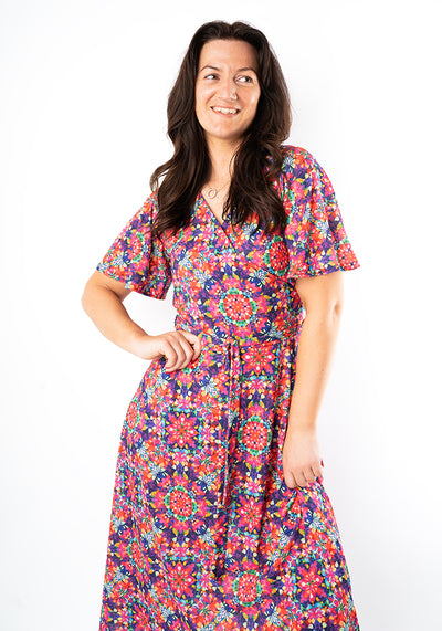 Oona Kaleidoscope Print Midi Dress