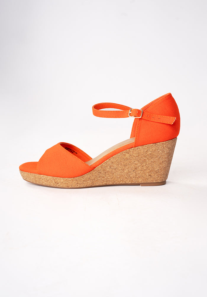 Popsy Orange Cork Heel Wedges