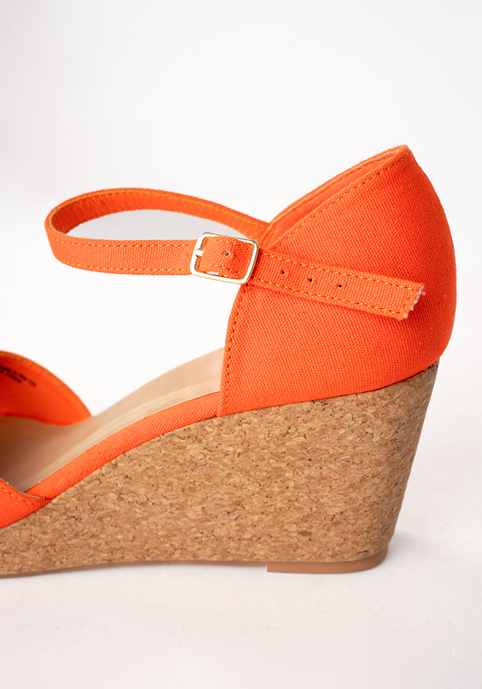 Popsy Orange Cork Heel Wedges