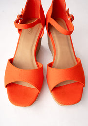 Popsy Orange Cork Heel Wedges