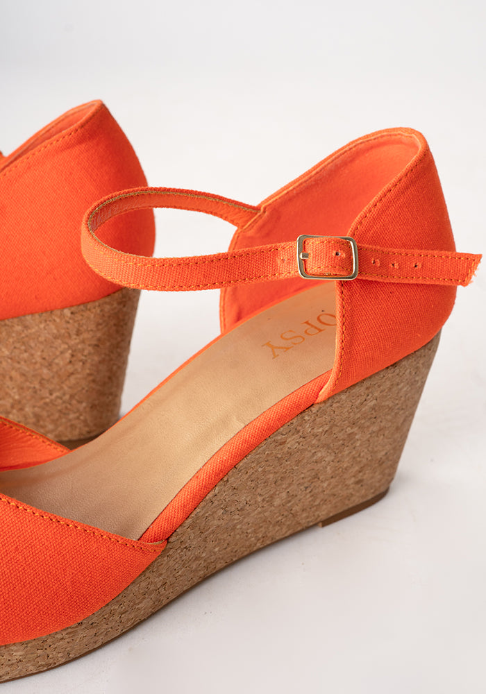 Seventh angle of Popsy Orange Cork Heel Wedges