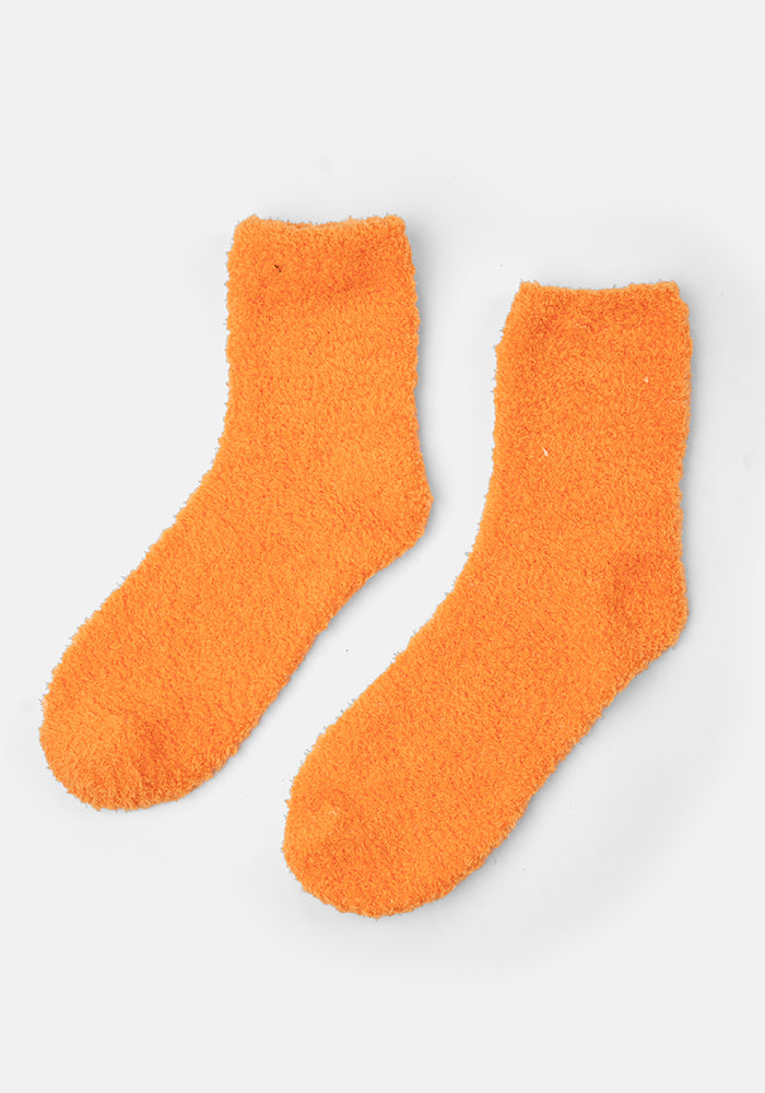 Orange Fluffy Socks