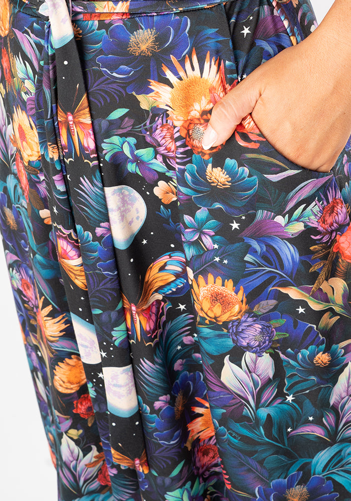 Oraya Full Moon Butterfly Floral Print Dress
