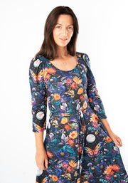 Oraya Full Moon Butterfly Floral Print Dress