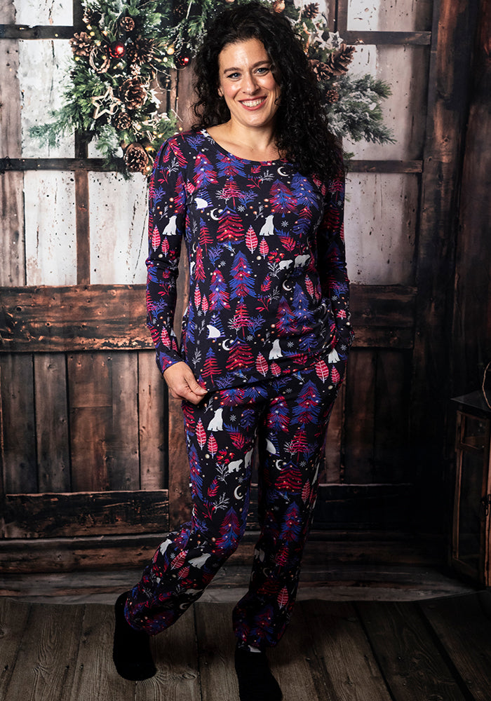 Oren Polar Bears Print Tapered Leg Pyjama Set