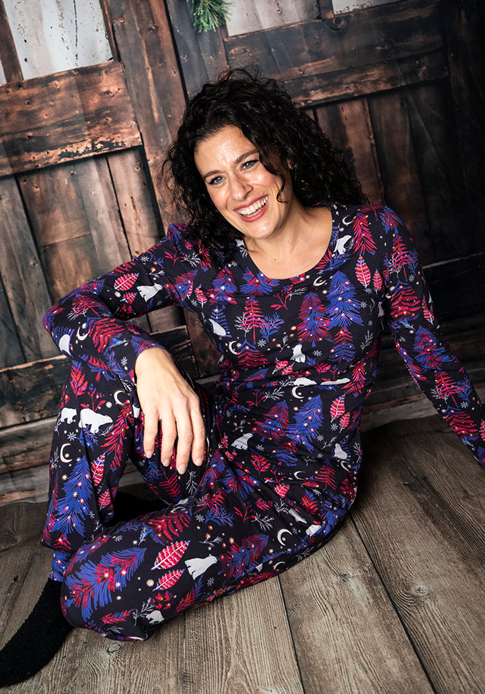 Oren Polar Bears Print Tapered Leg Pyjama Set
