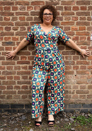 Orson Retro Bird Print Culotte Leg Jumpsuit