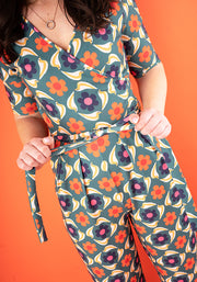 Orson Retro Bird Print Culotte Leg Jumpsuit