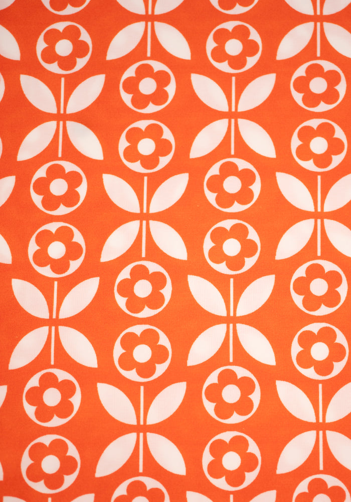 Second angle of Ottavia Orange Retro Flower Print Cotton Culotte Jumpsuit