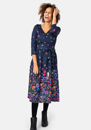 Otto Owl Garden Border Print Midi Dress