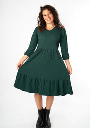 Owena Bottle Green 2 Tiered Dress