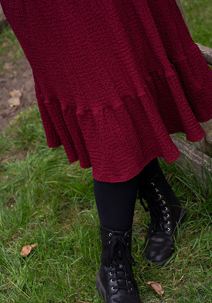 Owena Wine 2 Tiered Dress