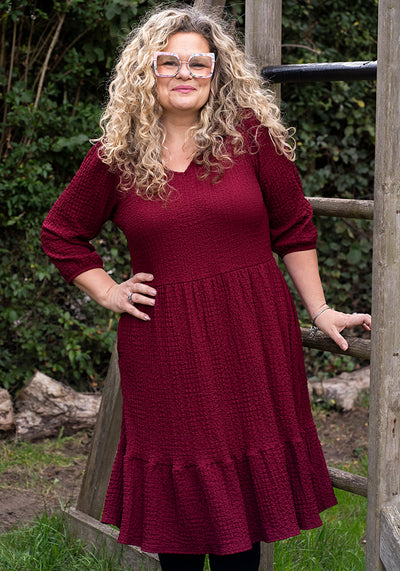 Owena Wine 2 Tiered Dress