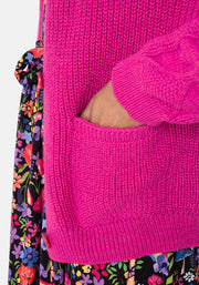 Pink Cable Sleeve Cardigan