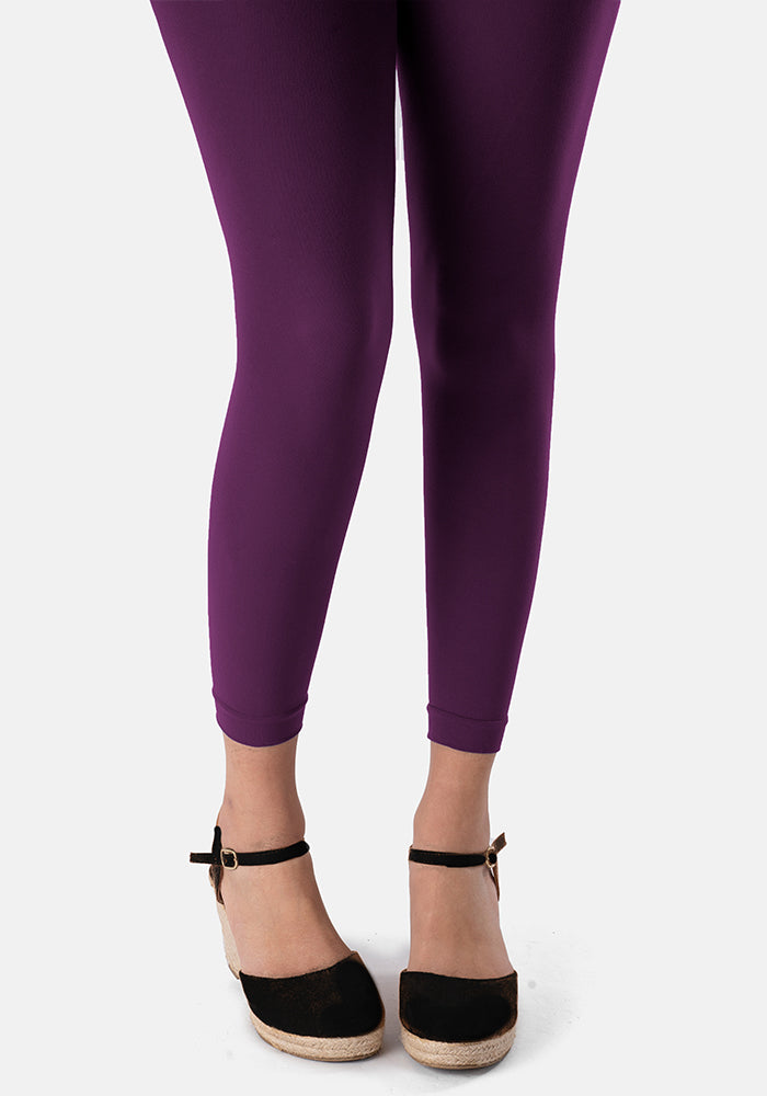 Second angle of 50 Denier Premium Footless Tights (Plum)
