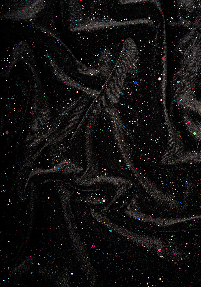 Hollyanne Black & Multicoloured Sparkle Velvet Trapeze Dress