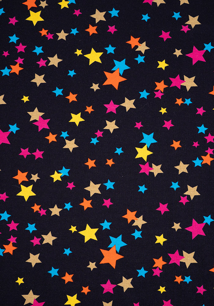 Second angle of Moxie Stars Print Summer Cotton Statement Midi Dress