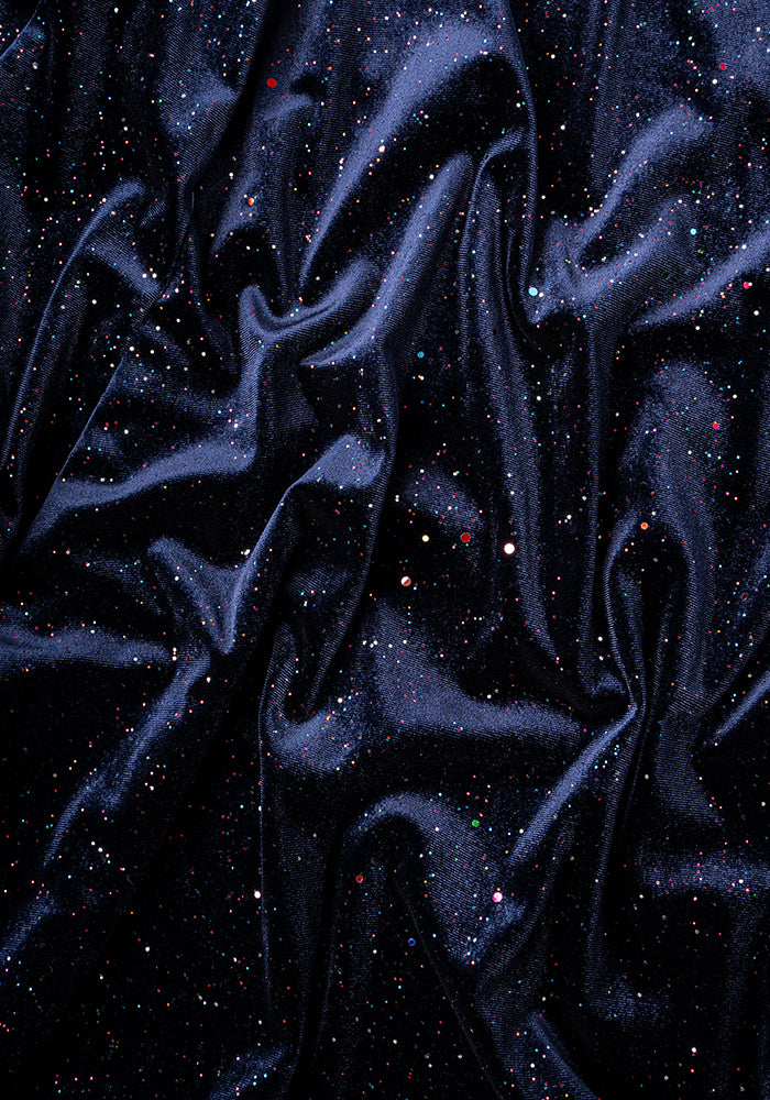 Children's Navy & Multicoloured Sparkle Velvet Dress (Beth)