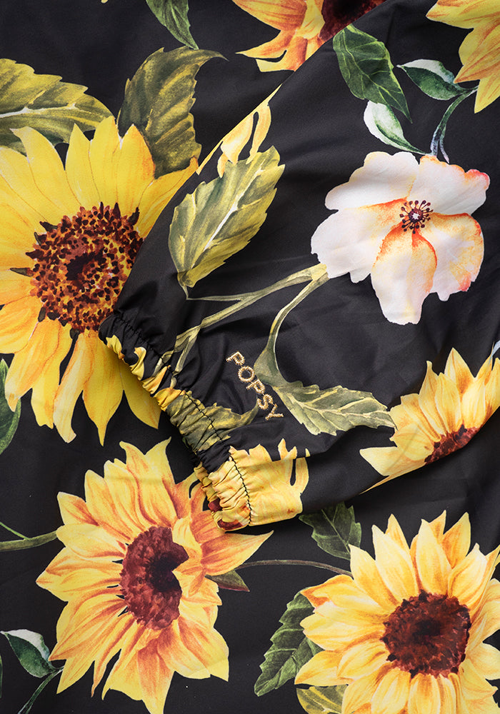 Second angle of Black Sunflower Print Popsy Coat