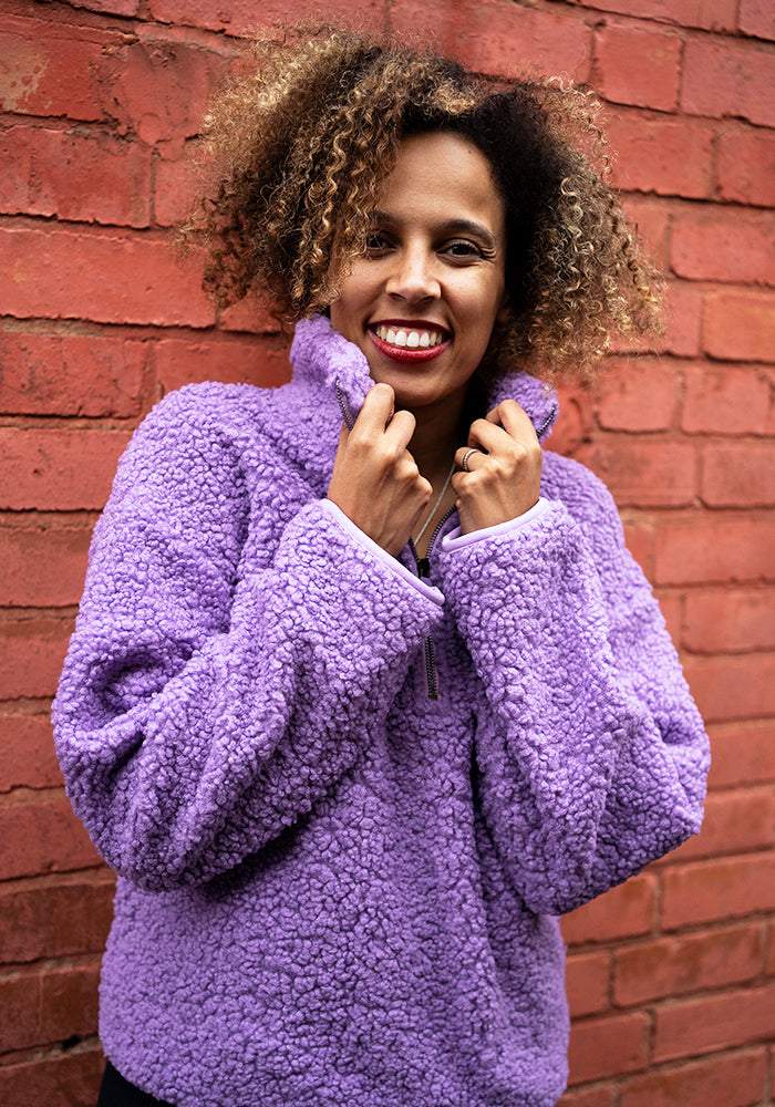 Ninth angle of Purple Borg Fleece Top