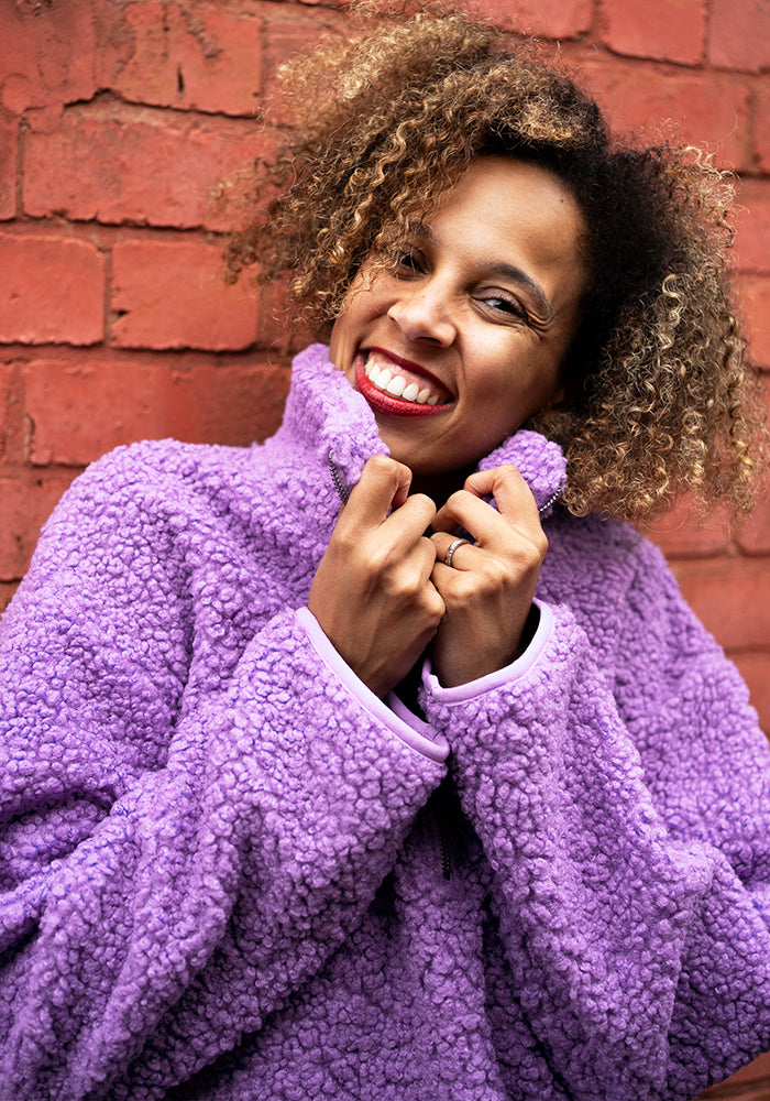 Fifth angle of Purple Borg Fleece Top