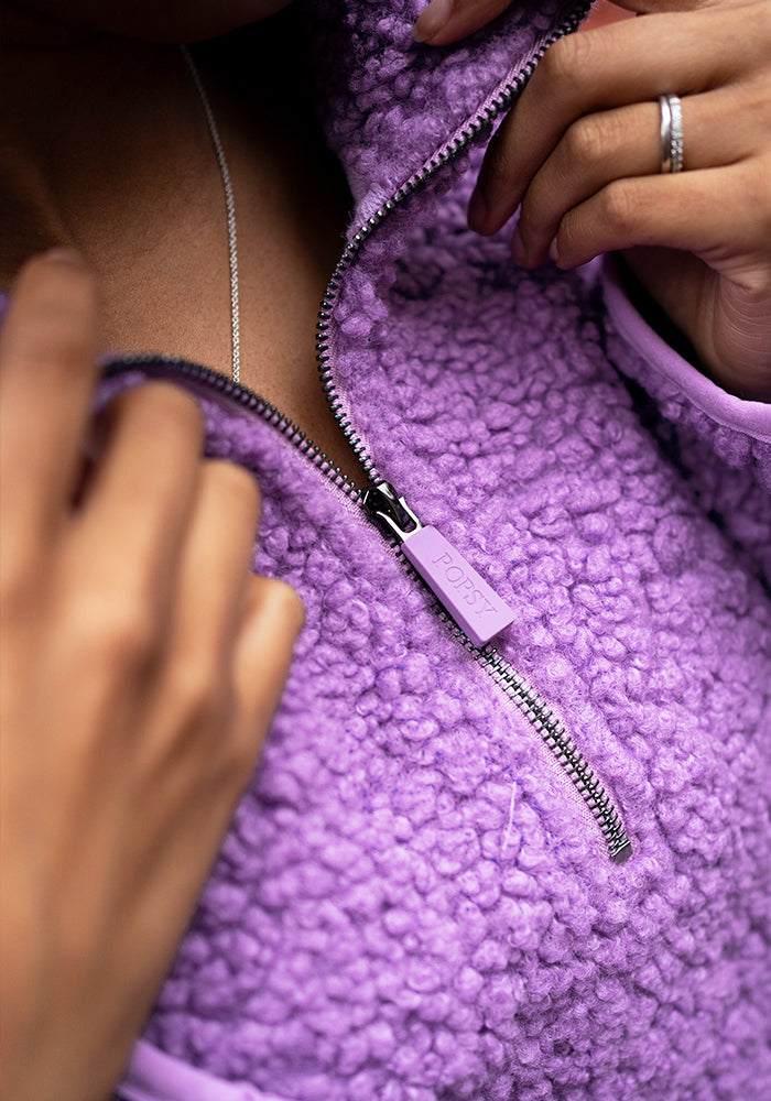 Second angle of Purple Borg Fleece Top