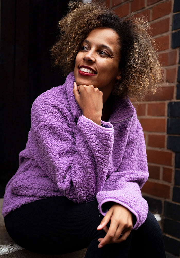 Seventh angle of Purple Borg Fleece Top