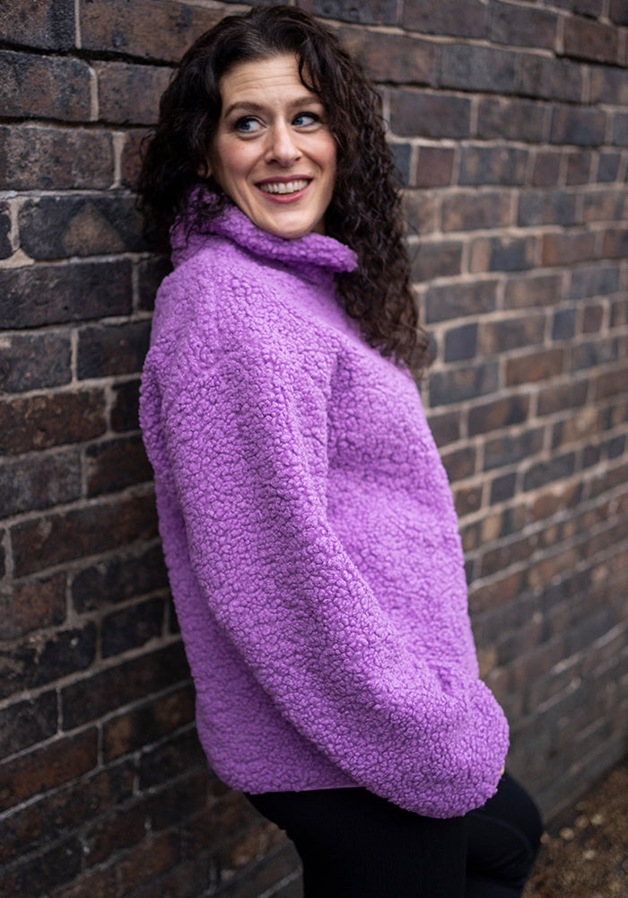 Eighth angle of Purple Borg Fleece Top