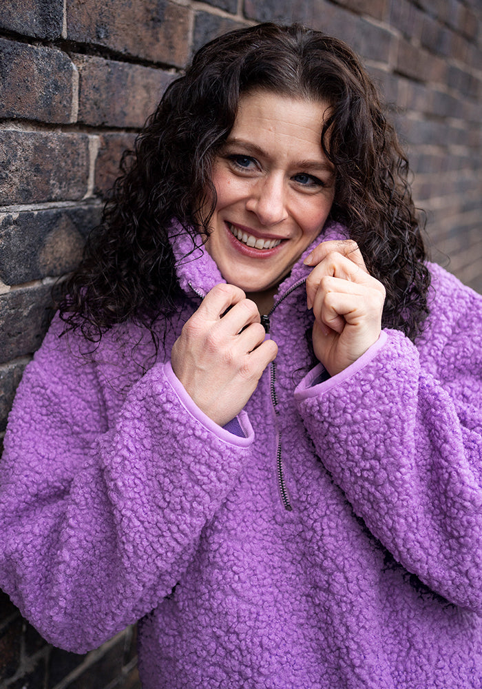 Sixth angle of Purple Borg Fleece Top
