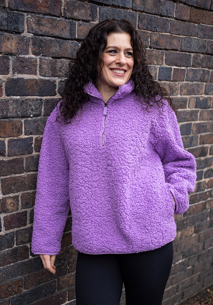 Front view of Purple Borg Fleece Top