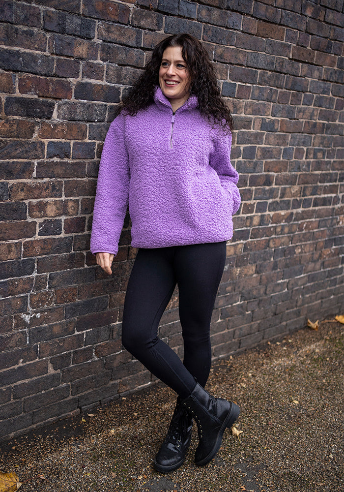Fourth angle of Purple Borg Fleece Top