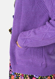 Purple Cable Sleeve Cardigan