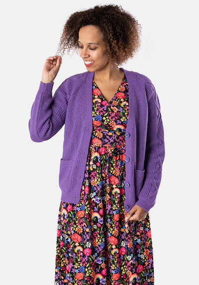 Purple Cable Sleeve Cardigan