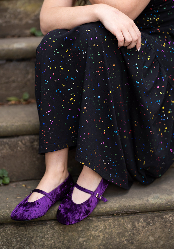 Seventh angle of Purple Velvet Ballet Pump