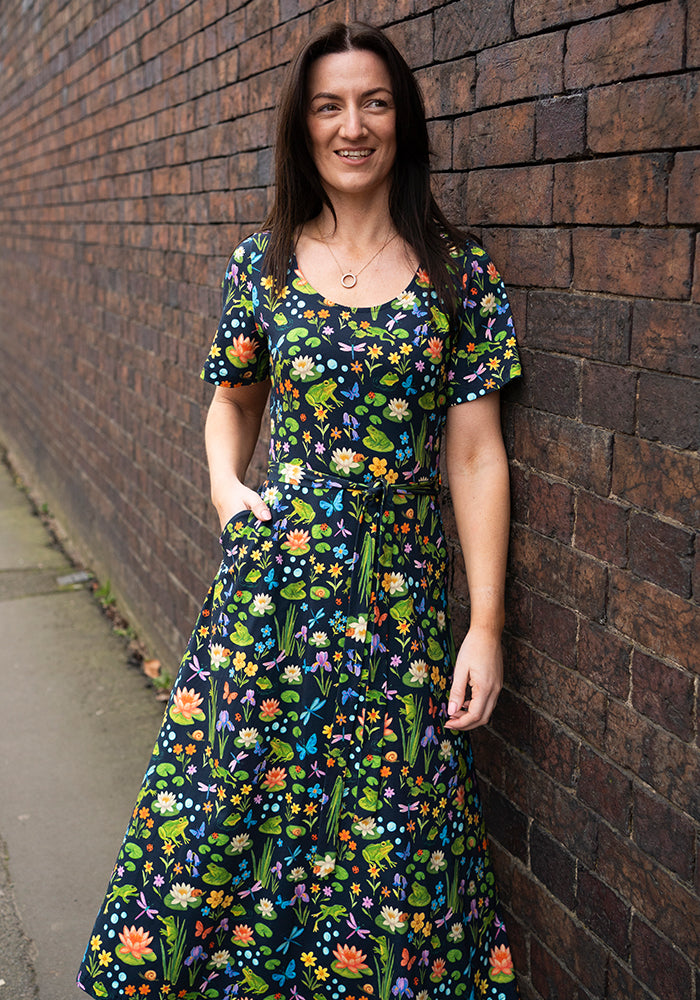 Twelfth angle of Padme Pond Life Print Cotton Midi Dress