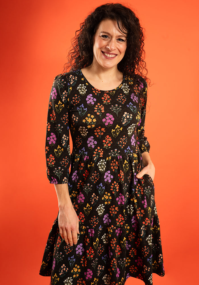 Fourth angle of Paedyn Tile Floral Print Cotton Dress