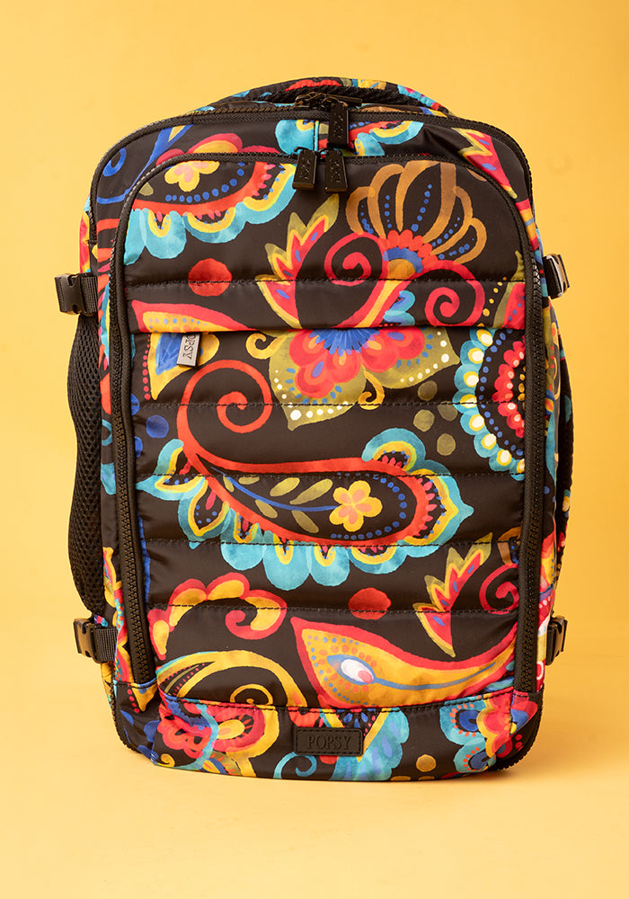 Front view of Painted Paisley Print Cabin Bag